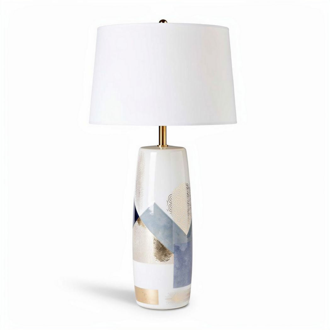 Lampada da tavolo in ceramica con paralume in tessuto – 30 x 30 x 60 cm