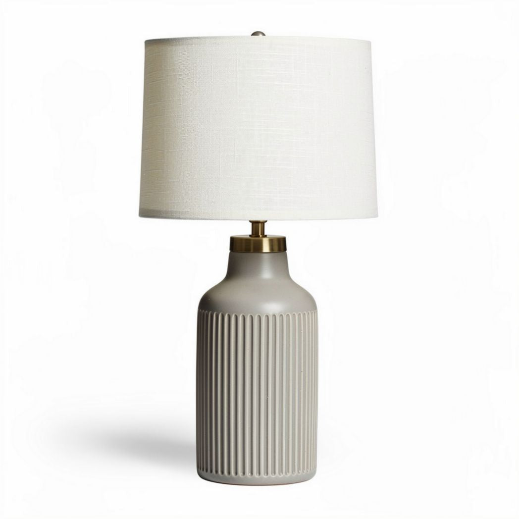 Lampada da tavolo in ceramica con paralume in tessuto – 25 x 25 x 45 cm