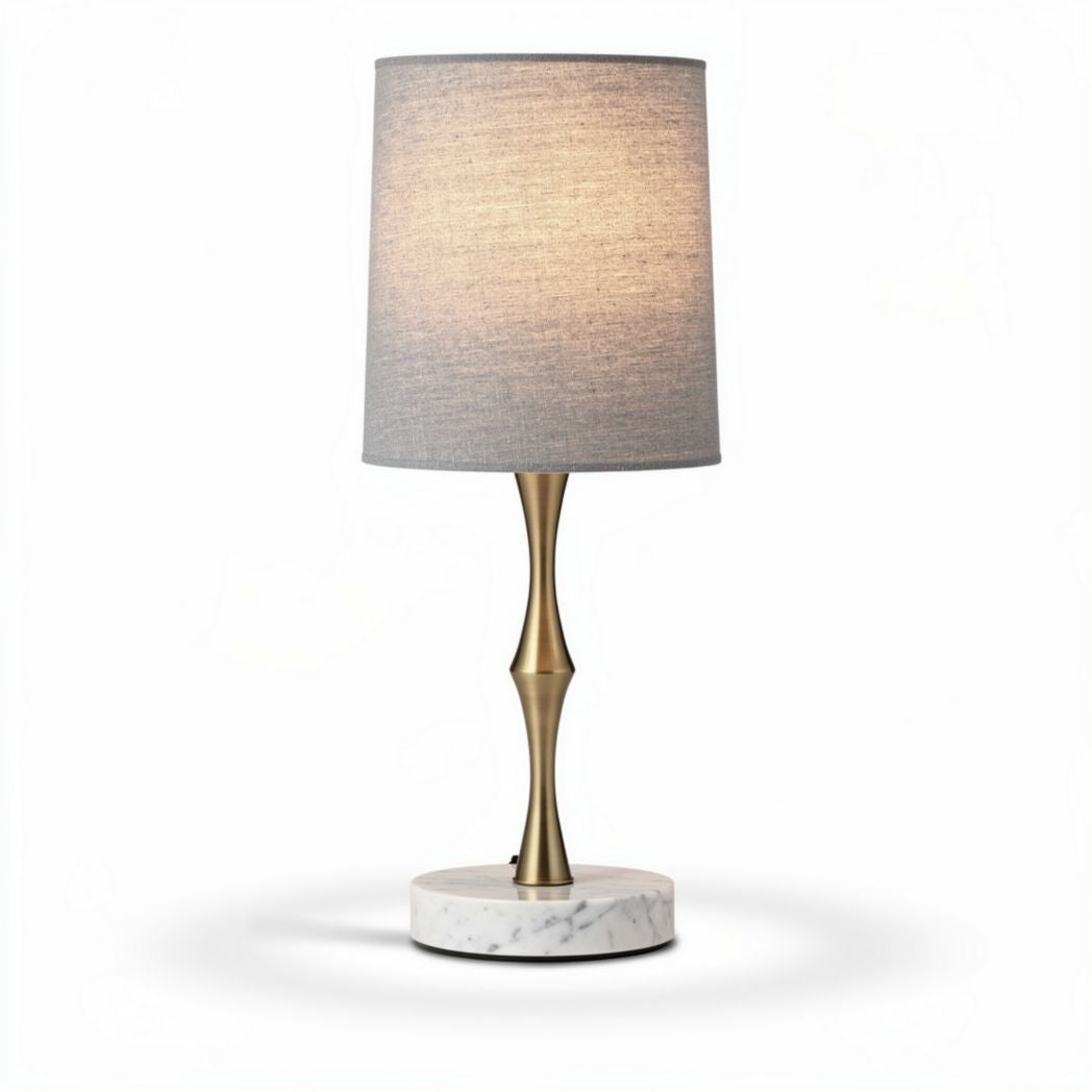 Lampada da tavolo con paralume in tessuto per ambienti interni – acciaio e tessuto – 25 x 25 x 45 cm