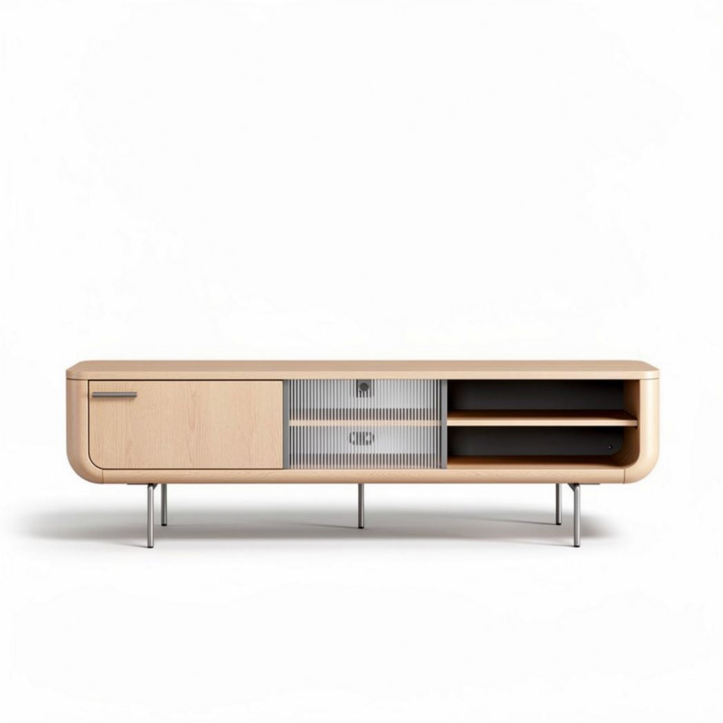 Mobile TV in legno con vani aperti e chiusi per soggiorno – 150 x 40 x 50 cm