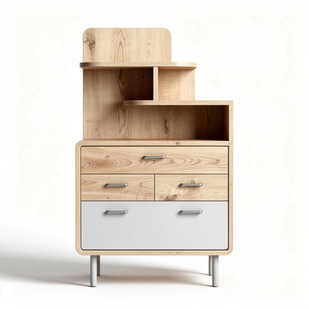 Mobile contenitore in legno per soggiorno con ripiani e cassetti – 80 x 40 x 120 cm