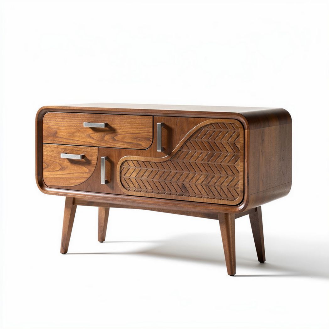 Mobile TV in legno di noce per soggiorno con design retro – 80 x 40 x 60 cm