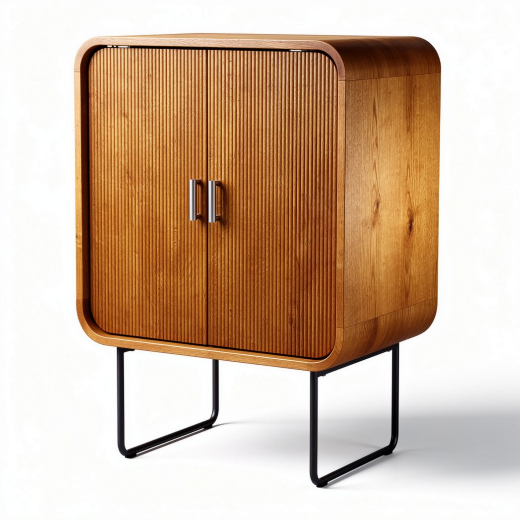Armadio in legno con finitura rovere per soggiorno – 80 x 40 x 100 cm