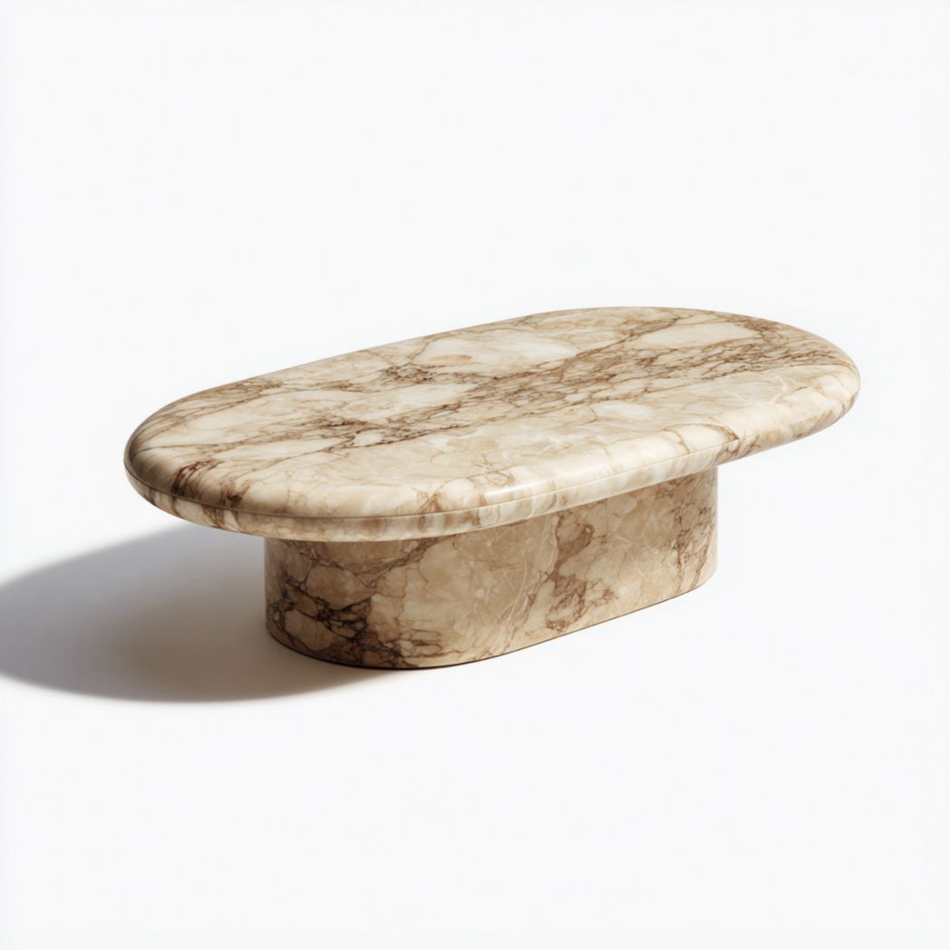 Tavolino in marmo per soggiorno con struttura in metallo – 80 x 40 x 30 cm