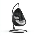 Sedia a dondolo in rattan con cuscino per interni e esterni – 80 x 80 x 120 cm