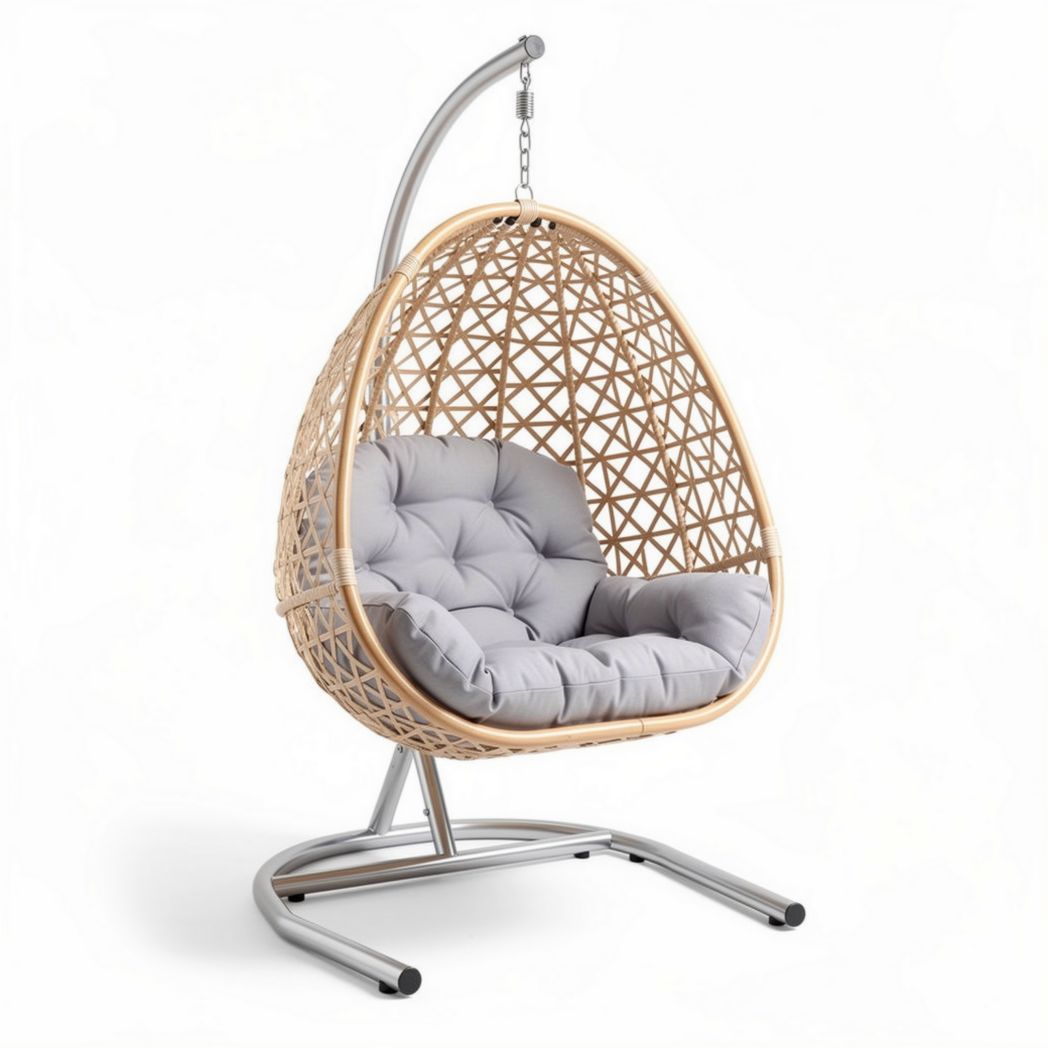 Sedia a dondolo sospesa in rattan per esterni – 120 x 90 x 130 cm